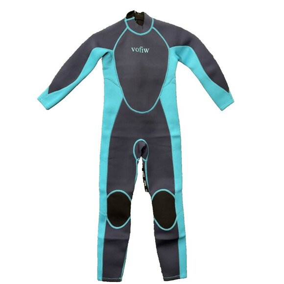 Vofiw Full Body Swimsuit Youth Kids Black Blue Zipper Back Size 10 - Picture 1 of 13
